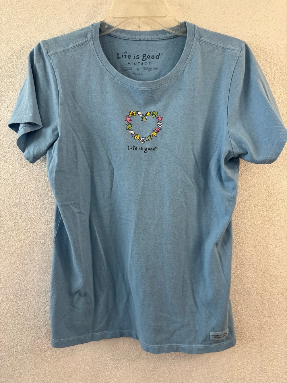 Life is Good Women Size Small Light Blue Tee